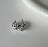 Daiiibabyyy  1PC Shiny Zircon Star Clip Earrings for Women Girl Simple Sweet Party Ear Cuff Silver Color Light Luxury Jewelry Gift