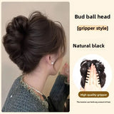 DAIIIBABYYY  -  Women's Fake Hair Bun Clip Fluffy Chicken Nest Flower Bud Ancient Chinese Style Padded Headwear Simulation Hair Hair Extension