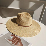 DAIIIBABYYY  -  Belt Strap Straw Sun Hat For Women Fashion Vacation Beach UV Hats Summer Wide Brim Travel Panama Hats Outdoor Wholesale