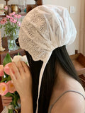 Daiiibabyyy  Lace Countryside Beanies Kerchief Korean Series Versatile Hat Flower Tie Headband light weight Breathable Design court Hat