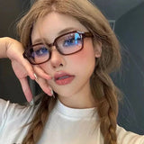 DAIIIBABYYY  -  Retro Red Black Frame Eyeglass Women Clear Rectangle Square Glasses Vintage Computer Reading Eyewears Anti Blue Light Goggles