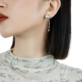 Daiiibabyyy  New Asymmetrical Earrings Sea Blue Heart-Shaped Starfish Earrings Inlaid Zircon Imitation Pearls Gentle Sweet Women Earrings