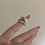 DAIIIBABYYY  -  Metal Conch Pearl Stacked Ring Exaggerate Irregular Women's Ring Imitation Pearl Charm Ocean Style Accessories Female