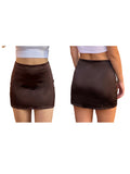 Daiiibabyyy  Elegant Satin Midi Skirt for Women High Waist A-Line Pleated Vintage Style Casual Office Workwear Skirts