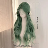 Daiiibabyyy  24inch Green Women Wig Cosplay Wig Hair Extensions Synthetic Natural Wavy Hair Green Hairpiece for Women St.Patrick Cosplay Use