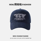 Daiiibabyyy  New Hats Sweet Cool Style Summer Sun Hats American Three Flower Baseball Cap For Women Korean Version Trendy Brand Hat For Men