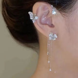 Daiiibabyyy  Fashion Butterfly Zircon Ear Cuff Color Tassel Clip Earrings for Women Korean Copper Earring Without Piercing Jewelry Gifts