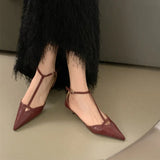 DAIIIBABYYY  -   2024 Red Spring New Women Sandal Fashion Pointed Toe Shallow Ladies Elegant Slingback Shoes Thin Low Heel Outdoor Dress Pumps