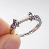 Daiiibabyyy  Huitan Women Ring Imitation Opal Versatile Wedding Party Thin Accessories Inlaid Shiny Purple CZ Elegant Low-key Daily Jewelry