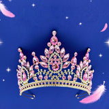 Daiiibabyyy  Luxury Baroque Vintage Water Drop AB Crystal Tiara For Women Wedding Girls Birthday Party Elegant Crown Hair Accessories
