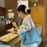 Daiiibabyyy  New Large Capacity Soft Leather Tote Bags Women's Versatile Commuter Handbag Elegant Simple Trendy Single Shoulder Bag