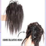 DAIIIBABYYY  -  Synthetic Fluffy Hair Bun Claws Messy Tousled Hairpiece Elastic Band Chignon Scrunchie Ponytail Extensions Hair Bow Clips Women