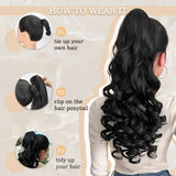 Daiiibabyyy  Wavy Claw Clip Hair Ponytail Extensions Hairpiece Synthetic Ringlets Curl Ponytail Wig with Claw Clip for Women Daily Party Use