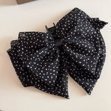 DAIIIBABYYY  -  French retro mesh polka dot bow grab clip  fashionable chiffon half grab autumn and winter hair accessories women's hairpin clip