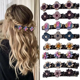 Daiiibabyyy  8pcs Sparkling Crystal Stone Braided Hair Clips for Thick Thin Hair, Girls / Women Hair Accessories for Styling Sectioning