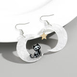 Daiiibabyyy  Halloween Cute Acrylic Star Moon Skull Cat Drop Earrings Fashion Resin Big Animals Earring for Women Girls New Jewelry Gift