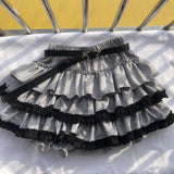DAIIIBABYYY  -  Y2k Aesthetic A-line Pleated Mini Skirt Ruffled Patchwork Sweet Women Skirts High Waist Slim Streetwear Grunge Faldas Harajuku