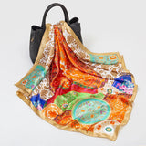 Daiiibabyyy  Fashion Square Silk Scarf Women Luxury Brand Satin Print Hijab Scarves Pareo Bandana Female Shawl Wrap Headband Foulard 90*90cm