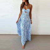 Daiiibabyyy  Fashion Hollow Out Sleeveless Vacation Dress Summer Strapless Pleated Slim Maxi Dress Elegant Lady Off Shoulder Evening Dress