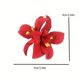 Daiiibabyyy  Side Hairpin Red Bauhinia Flower Straight Clip Seaside Holiday Essential Sweet Duckbill Clip Female Double Flower Hairpin