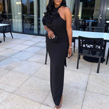 Daiiibabyyy  Sexy Halter Neck 3D Flower Design Backless Long Dress Women Solid Lacing Sleeveless Slit Maxi Dresses Elegant Evening Party