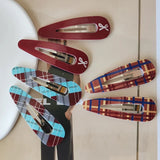 DAIIIBABYYY  -  6pc Retro European and American Plaid Red BB Hairpin Hair Side Clips for Women Girls Gift Hair Accessories Headwear Ornament