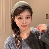 Daiiibabyyy  Vintage Wide Headband Women Thick Wool Hairband Fashionable Hair Accessories Stylish Hairband Chic Wide Headband for Women
