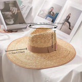DAIIIBABYYY  -  Belt Strap Straw Sun Hat For Women Fashion Vacation Beach UV Hats Summer Wide Brim Travel Panama Hats Outdoor Wholesale