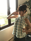 DAIIIBABYYY  -  Hot Girl French Retro Bubble Plaid Sleeveless Camisole Women's Summer Pure Lust Style Niche Slim Waist SlingTops  Female Clothes