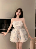 Daiiibabyyy  Super Fairy Suspender Beautiful Back Floral Princess Puffy Skirt Pure Sweet and Sexy Girl