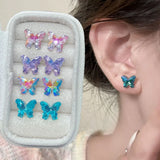 Daiiibabyyy  Small Butterfly Zircon Stud Earrings Women Girls Y2K Cute Exquisite Shiny Crystal Personality Fashion Ear Jewelry Accessories