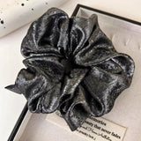 DAIIIBABYYY  -  Elegant Shiny Bright Silk Scrunchies Pink White Oversized Hair Ties Rope Lazy Low Ponytail Holder Women Student Girls Hair Bands