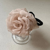 Daiiibabyyy  1PC Influencer Same Style Elegant Chiffon Flower Hair Tie For Women Sweet Large Flower Ponytail Holder Hair Accessories