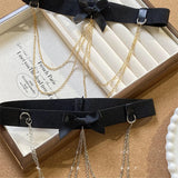 Daiiibabyyy  Elegant Sexy Chain Tassel Bowknot Leg Chain for Women Elastic Band Leg Chain Summer Spice Girls Women's Body Chain Accessories