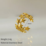 Daiiibabyyy  New Stainless Steel Double Layer Star Waterproof Rings for Women Gold Color Opened Star Rings Cute Wedding Jewelry Gifts