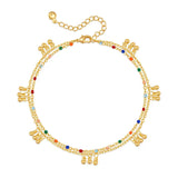 Daiiibabyyy  Color Double Layer Small Beads Chain Anklet for Women Light Luxury Summer Boho Vocation Foot Chain Party Jewelry Gifts