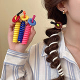 Daiiibabyyy  Cute button straight telephone line hair loop headband for women's new style temperament, bubble braid braided hair artifact hai