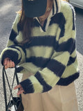 Daiiibabyyy  Retro Stylish Women's Knitted Sweater Loose Fit Overhead Neck Design Cashmere Autumn Winter Fashion Lazy Style Versatile Sweater