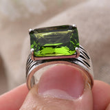 DAIIIBABYYY  -  New Arrival Trendy Natural Green Crystal Thai Silver Ladies Ring Jewelry For Women Wedding Gifts