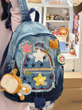 Daiiibabyyy  Retro Cowboy Color Matching Backpack Female Japanese Sweet Lovely Girl Y2k All-match Bag College Student Small Backpack