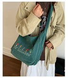 Daiiibabyyy  Fashion Preppy Letter Embroidery Shoulder Bag Vintage Y2k Aesthetic Kawaii Women's Handbags Casual All Match Ins Crossbody Bags