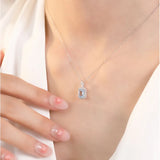 Daiiibabyyy New 925 Sterling Silver Necklace  Luxury Rhine Topaz Pendant Sapphire Necklace  Banquet Glamour Jewelry for Women Engagement
