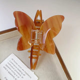 Daiiibabyyy  Vintage Acetate Butterfly Hair Claw for Women Fashion Large Marble Texture Butterfly Shark Crab Hair Clip Hair Accessories