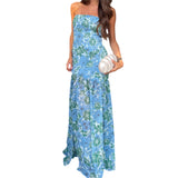 Daiiibabyyy  Elegant Off-Shoulder Maxi Dress with Boho Floral Print and Open Back Design for Summer Wedding Party Vacation Wear