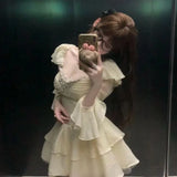 DAIIIBABYYY  -  Autumn Fashion New French Rich Heiress Xiaoxiang Sweet Princess Style Cake Dress Slimming Dress