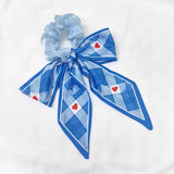 DAIIIBABYYY  -  Printed Bow Hair Rope Elegant Ribbon Ponytail Hair Band For Women Sweet Rubber Band Hair Ring Fashion Headdress Hair Accessories