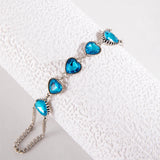Daiiibabyyy Shining Blue Heart Crystal Chain Anklet for Women Fashion Luxury Love Cubic Zirconia Ankle Barefoot Sandals Foot Jewelry Gifts