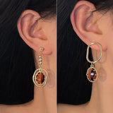 Daiiibabyyy  Elegant Freshwater Pearl Hoop Earrings For Women Luxury Vintage Tassel New Year's Jewelry Accessories