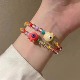 Daiiibabyyy  Cartoon Devil Elastic Beaded Bracelet Handmade Unique Design Jewelry Accessory