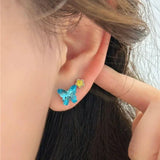 Daiiibabyyy  Small Butterfly Zircon Stud Earrings Women Girls Y2K Cute Exquisite Shiny Crystal Personality Fashion Ear Jewelry Accessories